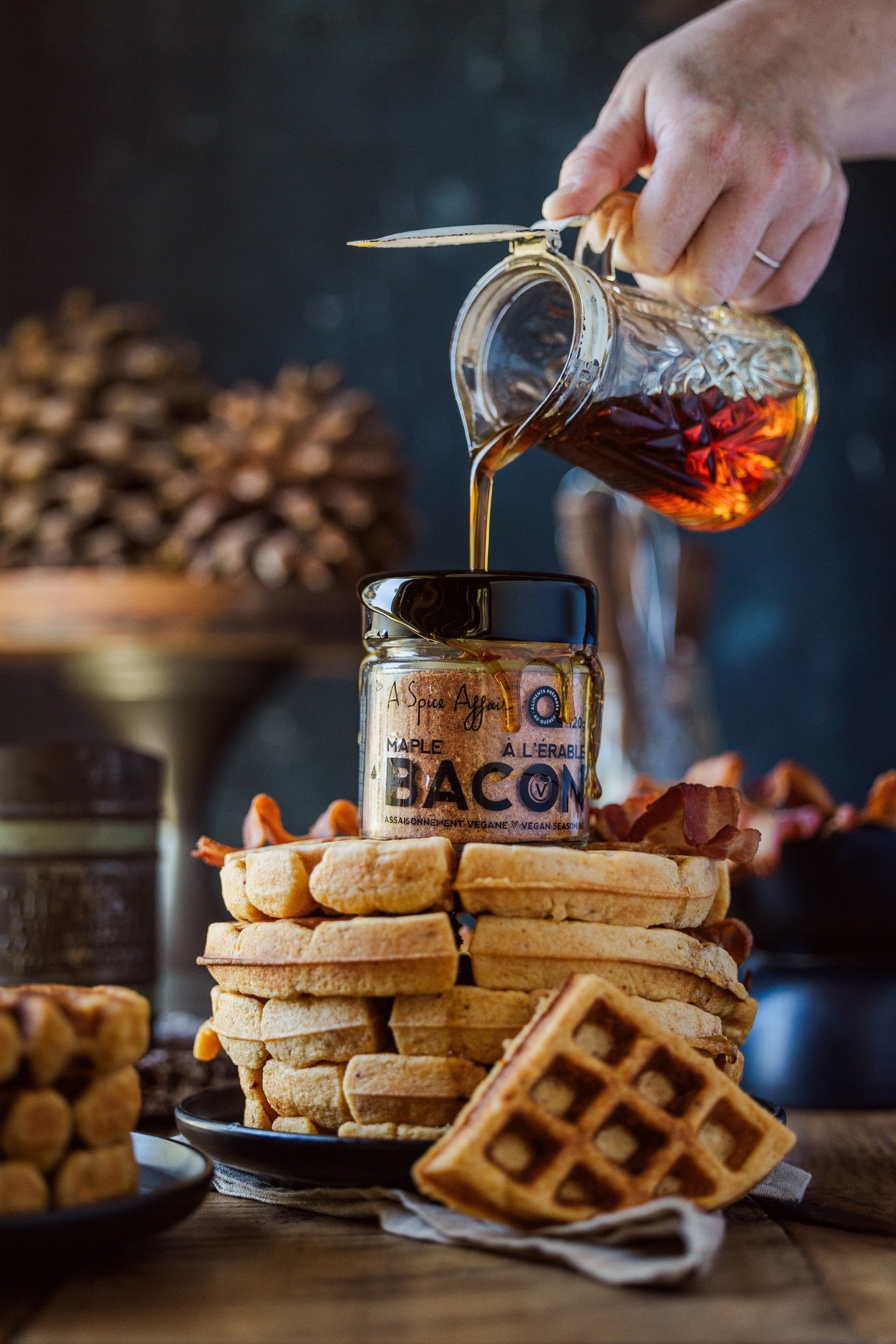 Maple Vegan Bacon Waffles