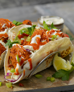 VEGAN SMOKED BBQ TACOS WITH RANCH SAUCE