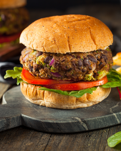 BLACK BEAN MONTREAL BURGER & EVERYTHING KETCHUP SPICED FRIES