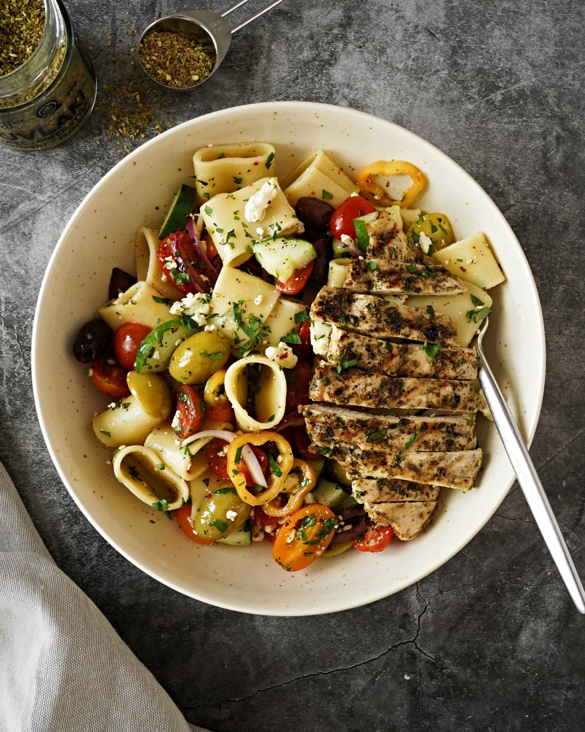 CHICKEN SOUVLAKI PASTA SALAD