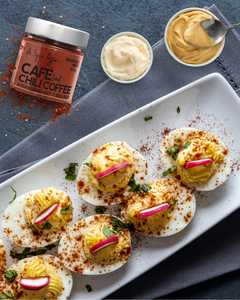 CHILI COFFEE DEVILED EGGS