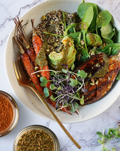 HARISSA EGGPLANT POWER BOWL (VEGAN)