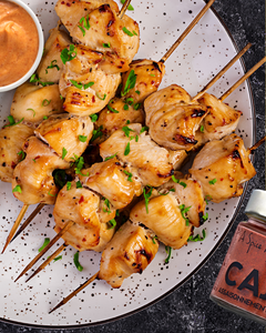 LEMONY CHICKEN SKEWERS WITH CAJUN SAUCE