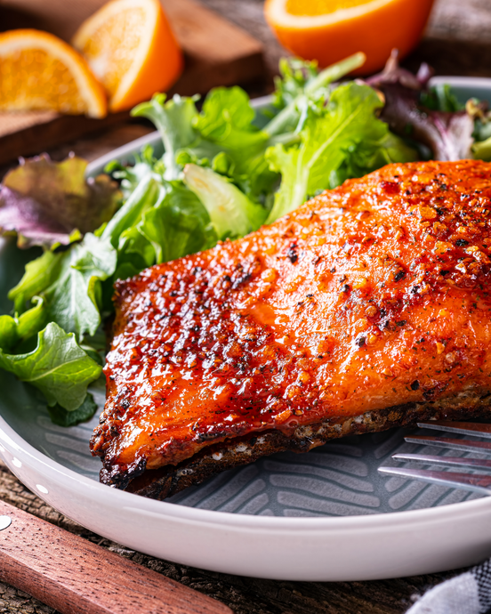MAPLE MUSTARD GLAZED SALMON