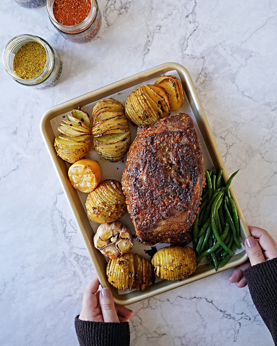 RÔTI DE BŒUF AVEC POMMES DE TERRE AU CITRON ET AUX HERBES