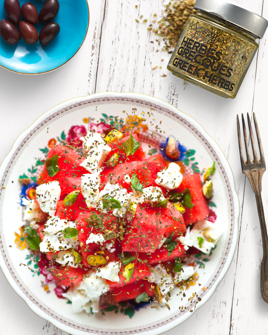 SALADE DE MELON D'EAU ET D'HERBES GRECQUES