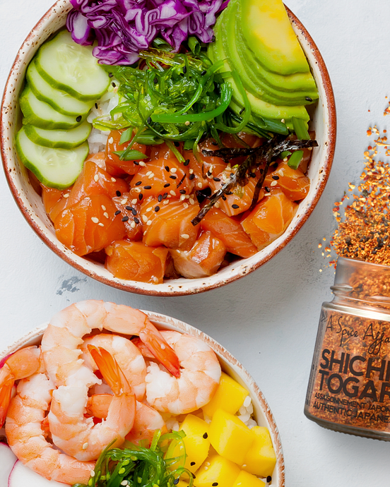 SALMON POKÉ WITH CREAMY TOGARASHI DRESSING