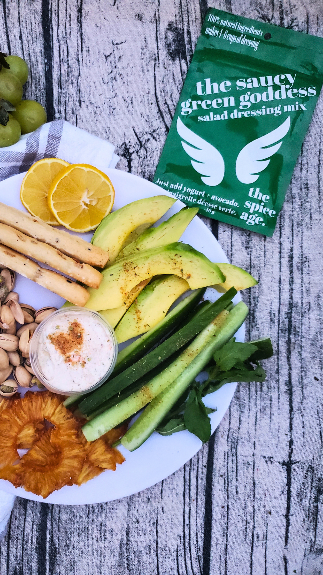 The Saucy Green Goddess Snack Plate