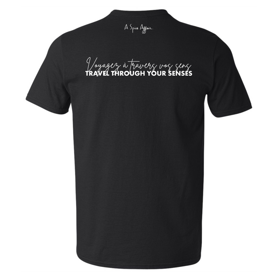 T-shirt Noir Unisexe à col en V La Bande Épicée A Spice Affair